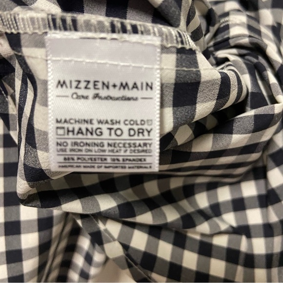 Mizzen + Main Blue plaid check Trim fit dress shirt Size Small - Picture 6 of 6